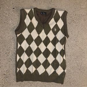 Polo Ralph Lauren Vest. Olive green and tan size:xs-s.
